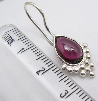 Cercei Argint 925 cu Garnet, 2.8 cm lungime