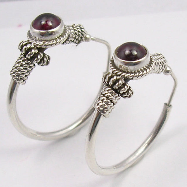 Cercei Argint 925 cu Garnet, 3.1 cm lungime