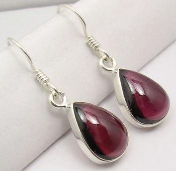 Cercei Argint 925 cu Garnet, 3.3 cm lungime