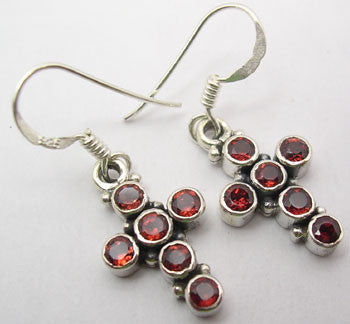 Cercei Argint 925 cu Garnet, 3.4 cm lungime