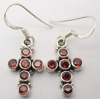 Cercei Argint 925 cu Garnet, 3.4 cm lungime