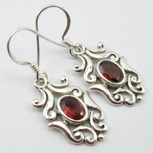 Cercei Argint 925 cu Garnet 3,5 cm lungime