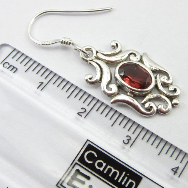 Cercei Argint 925 cu Garnet 3,5 cm lungime