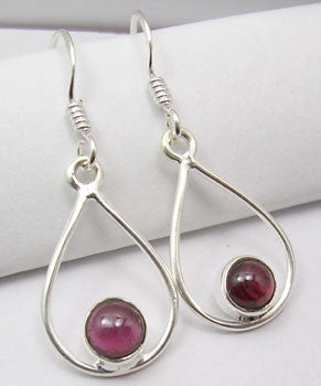 Cercei Argint 925 cu Garnet, 3.5 cm lungime