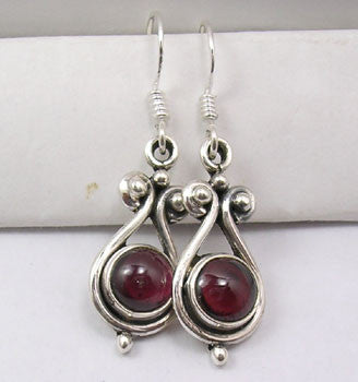 Cercei Argint 925 cu Garnet, 3.5 cm lungime