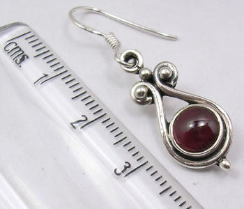 Cercei Argint 925 cu Garnet, 3.5 cm lungime