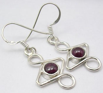 Cercei Argint 925 cu Garnet, 3.7 cm lungime