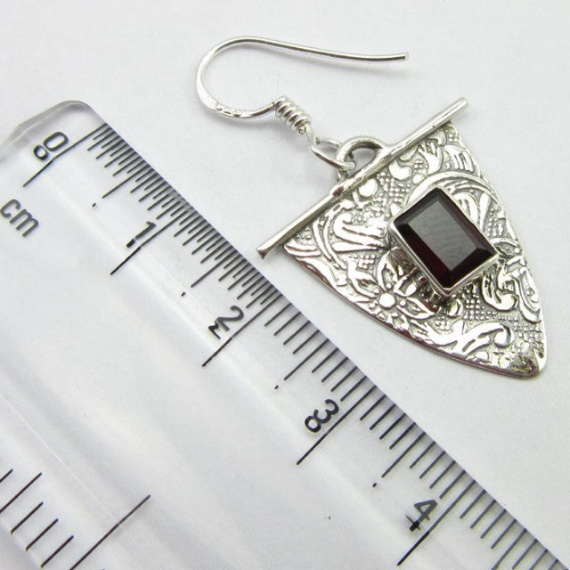 Cercei Argint 925 cu Garnet 3,7 cm lungime