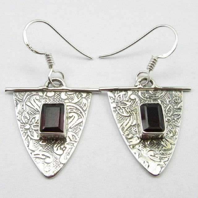 Cercei Argint 925 cu Garnet 3,7 cm lungime