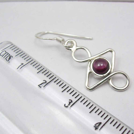 Cercei Argint 925 cu Garnet, 3.7 cm lungime