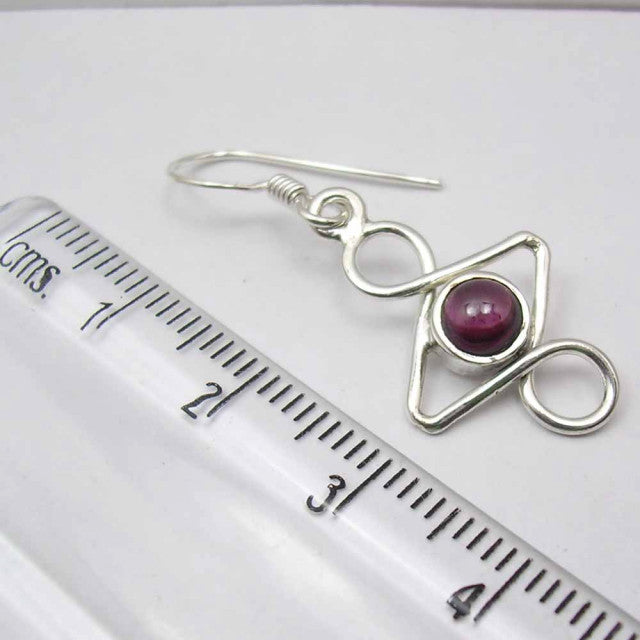 Cercei Argint 925 cu Garnet, 3.7 cm lungime