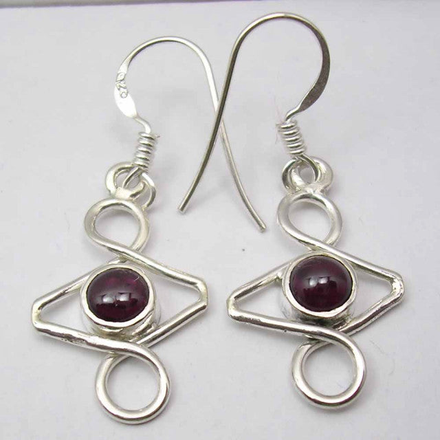 Cercei Argint 925 cu Garnet, 3.7 cm lungime