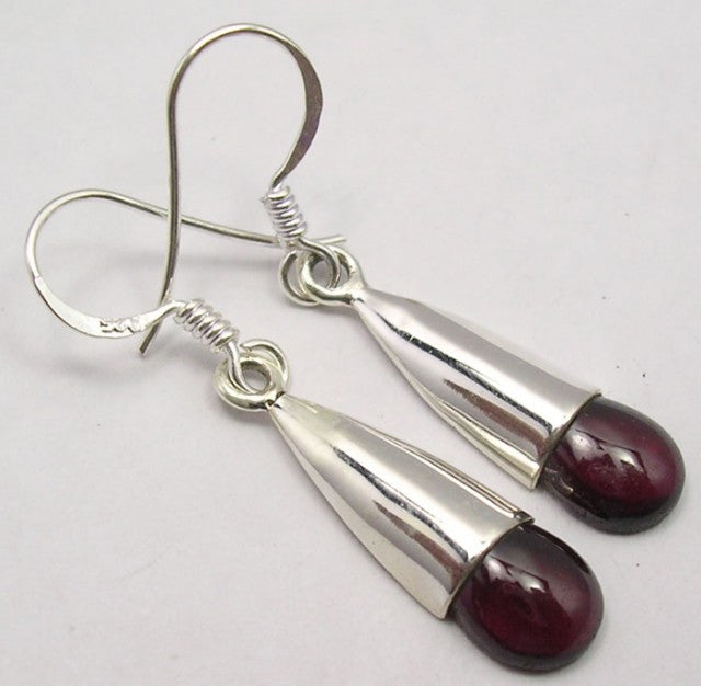 Cercei Argint 925 cu Garnet, 3,8 cm lungime