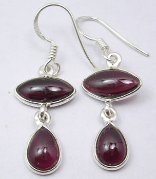 Cercei Argint 925 cu Garnet, 3.8 cm lungime