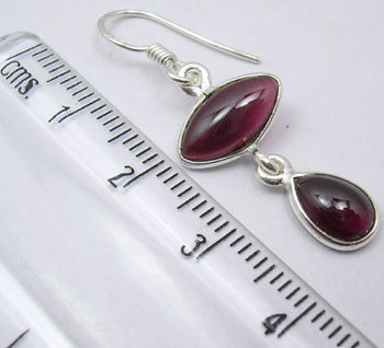 Cercei Argint 925 cu Garnet, 3.8 cm lungime