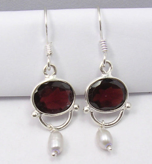 Cercei Argint 925 cu Garnet, 3.9 cm lungime