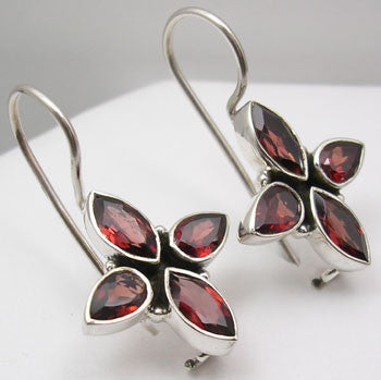 Cercei Argint 925 cu Garnet, 3 cm lungime