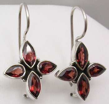 Cercei Argint 925 cu Garnet, 3 cm lungime