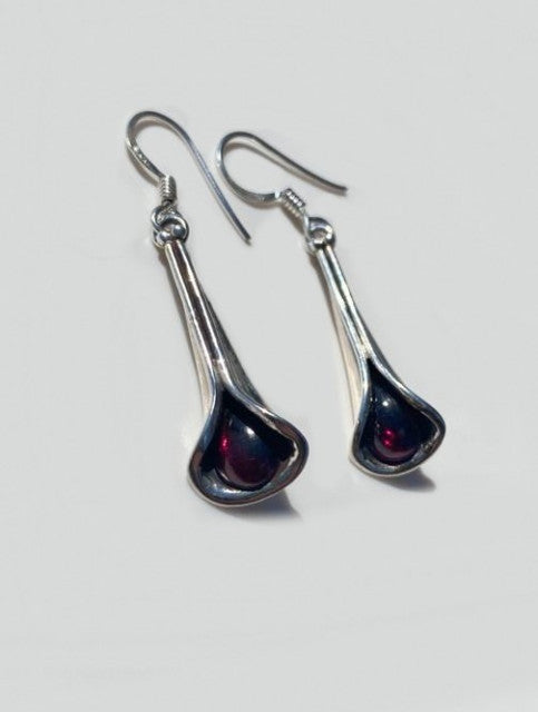 Cercei Argint 925 cu Garnet 4.2 cm lungime