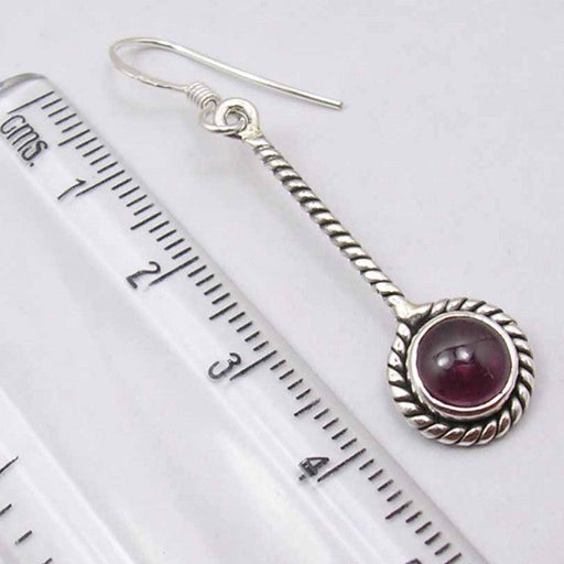 Cercei Argint 925 cu Garnet, 4.6 cm lungime