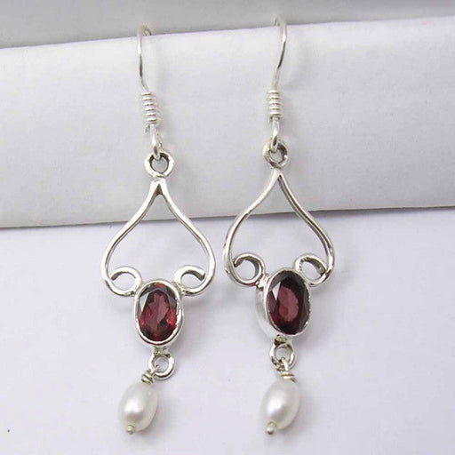 Cercei Argint 925 cu Garnet, 4.8 cm lungime