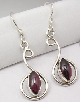 Cercei Argint 925 cu Garnet, 4 cm lungime