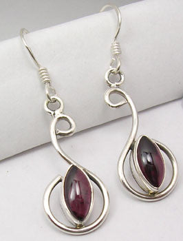 Cercei Argint 925 cu Garnet, 4 cm lungime