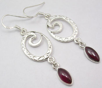 Cercei Argint 925 cu Garnet, 5,3 cm lungime