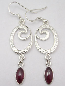 Cercei Argint 925 cu Garnet, 5,3 cm lungime