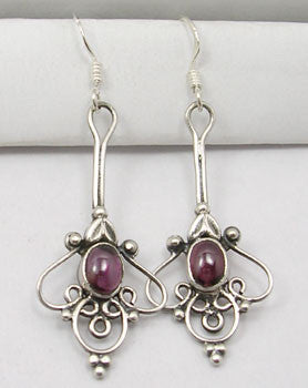 Cercei Argint 925 cu Garnet, 5.4 cm lungime