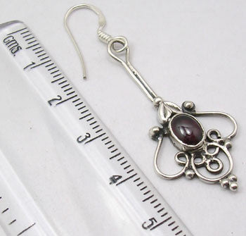 Cercei Argint 925 cu Garnet, 5.4 cm lungime