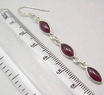 Cercei Argint 925 cu Garnet, 6,6 cm lungime