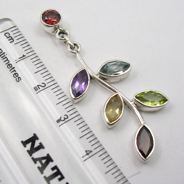 Cercei Argint 925 cu Garnet, Ametist, Citrin, Peridot, Topaz Albastru,4.6 cm lungime