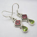 Cercei Argint 925 cu Garnet si Peridot, 3.5 cm lungime