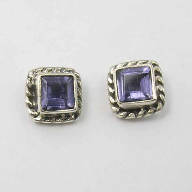 Cercei Argint 925 cu Iolit, 0.7 cm lungime