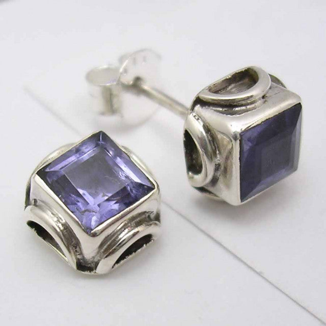 Cercei Argint 925 cu Iolit 0.7 cm lungime