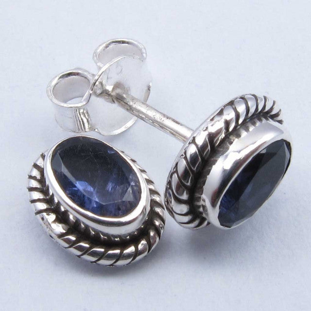 Cercei Argint 925 cu Iolit, 0.9 cm lungime