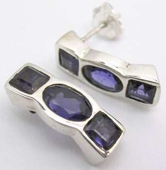 Cercei Argint 925 cu Iolit, 1.90 cm lungime