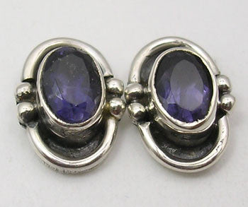 Cercei Argint 925 cu Iolit, 1 cm lungime