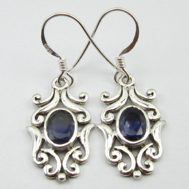 Cercei Argint 925 cu Iolit 3,5 cm lungime