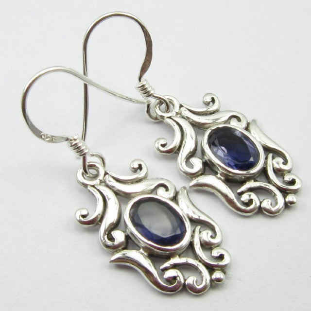 Cercei Argint 925 cu Iolit 3,5 cm lungime