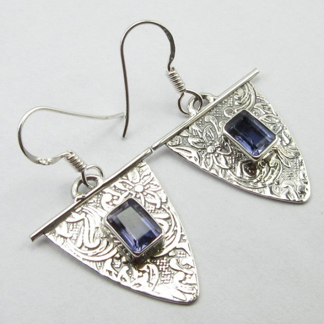 Cercei Argint 925 cu Iolit 3,7 cm lungime