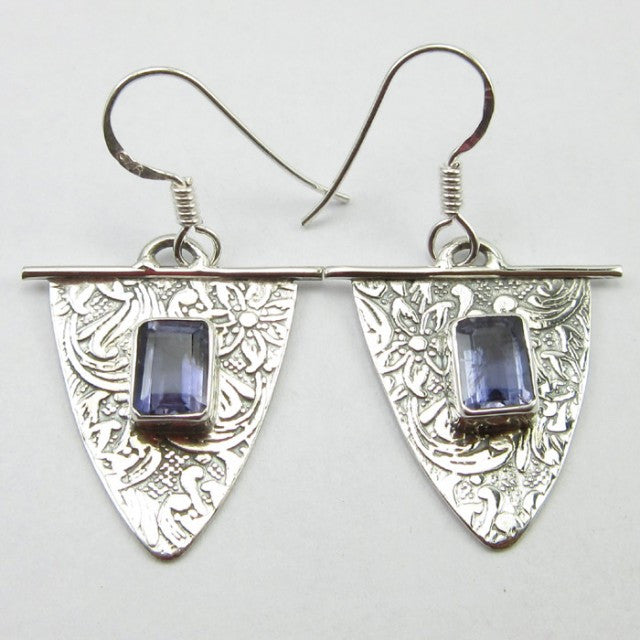 Cercei Argint 925 cu Iolit 3,7 cm lungime
