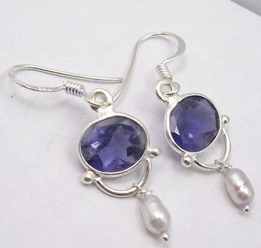 Cercei Argint 925 cu Iolit 3.9 cm lungime