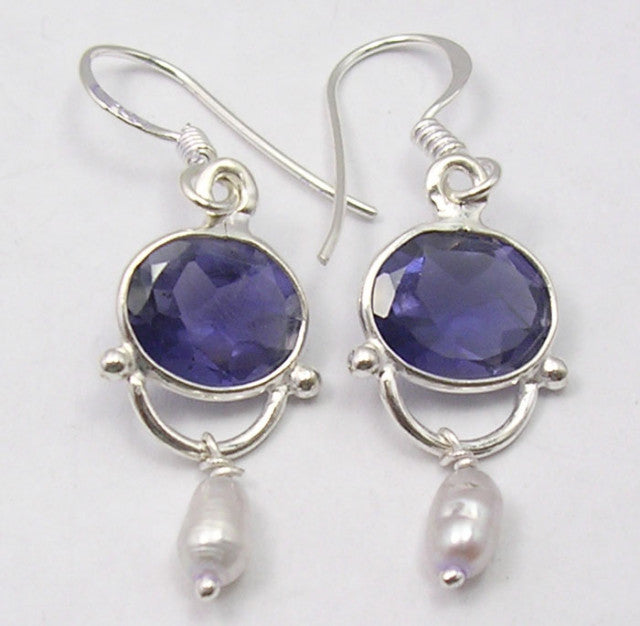 Cercei Argint 925 cu Iolit 3.9 cm lungime