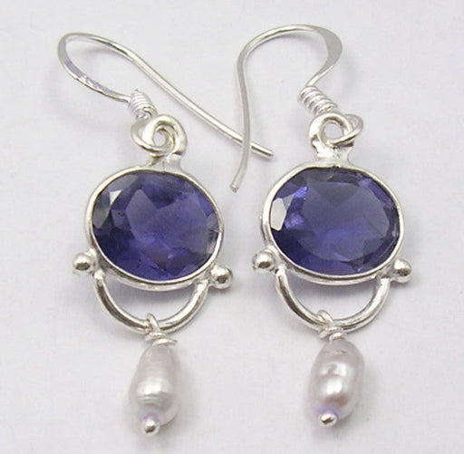 Cercei Argint 925 cu Iolit 3.9 cm lungime