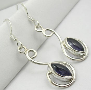 Cercei Argint 925 cu Iolit, 4.0 cm lungime