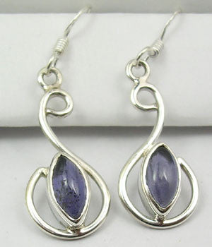 Cercei Argint 925 cu Iolit, 4.0 cm lungime