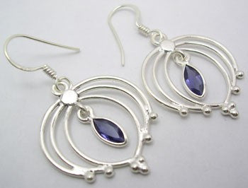 Cercei Argint 925 cu Iolit, 4.1 cm lungime