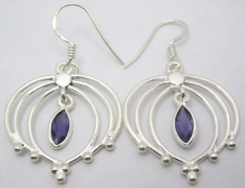 Cercei Argint 925 cu Iolit, 4.1 cm lungime